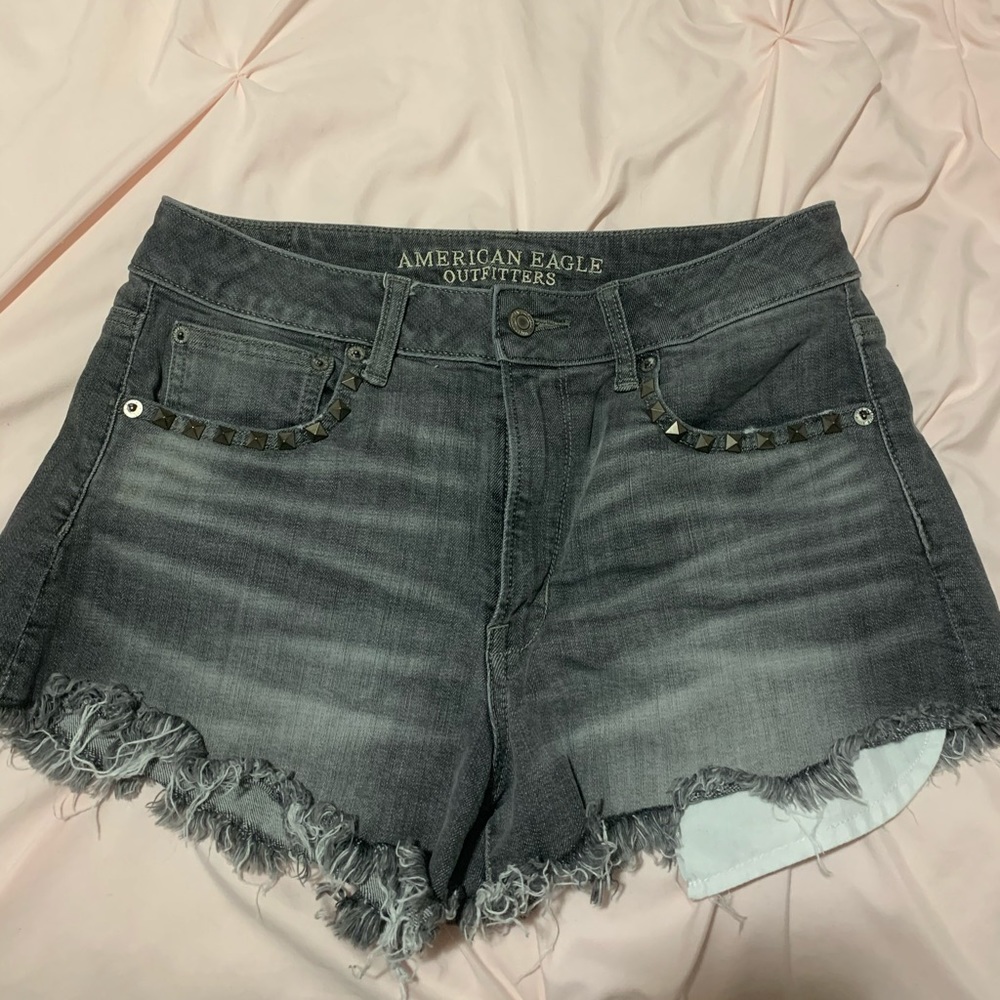 Gray washed American eagle shorts
